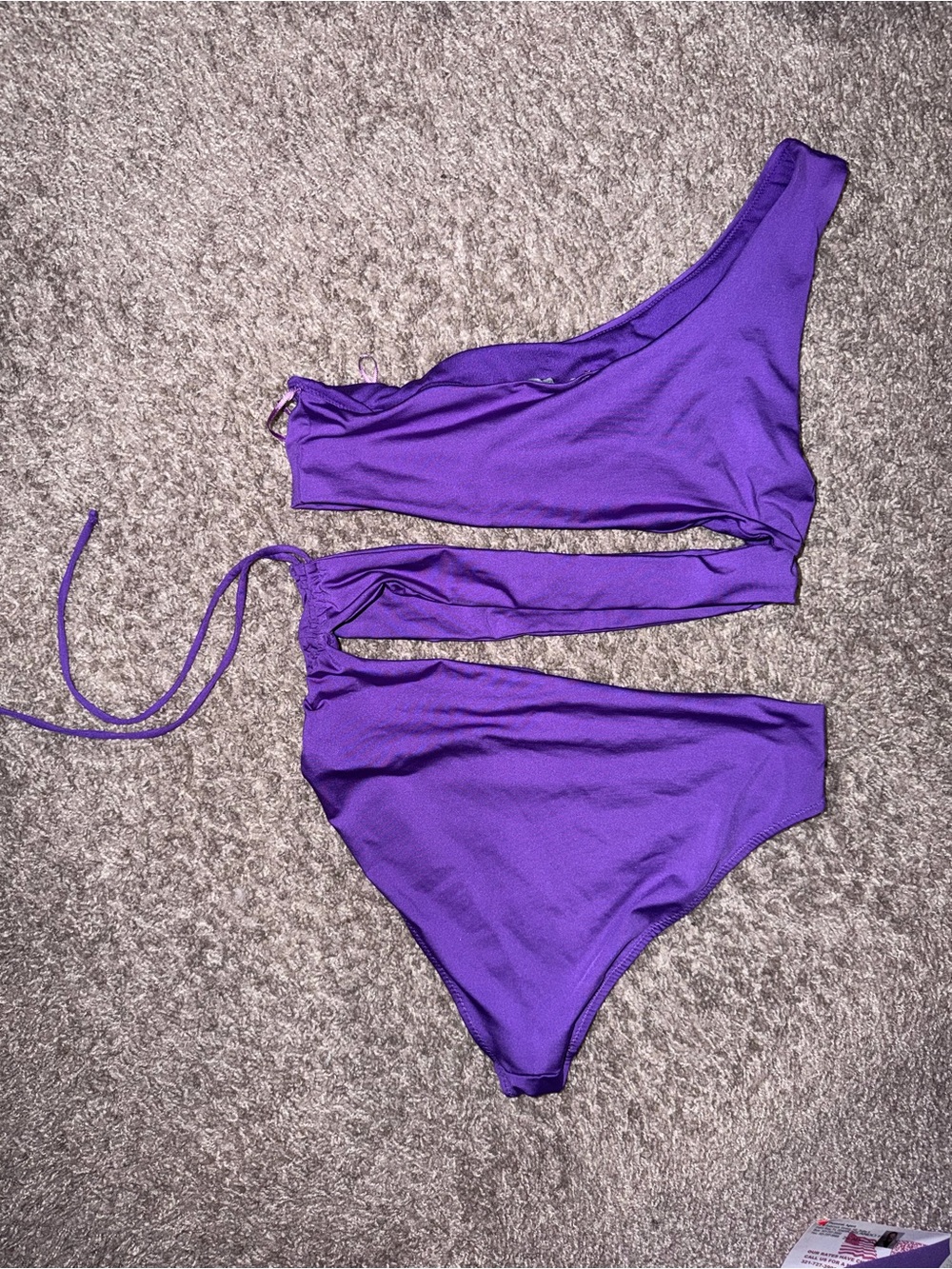 Zara Vibrant Purple One-Shoulder Cutout Bikini Set